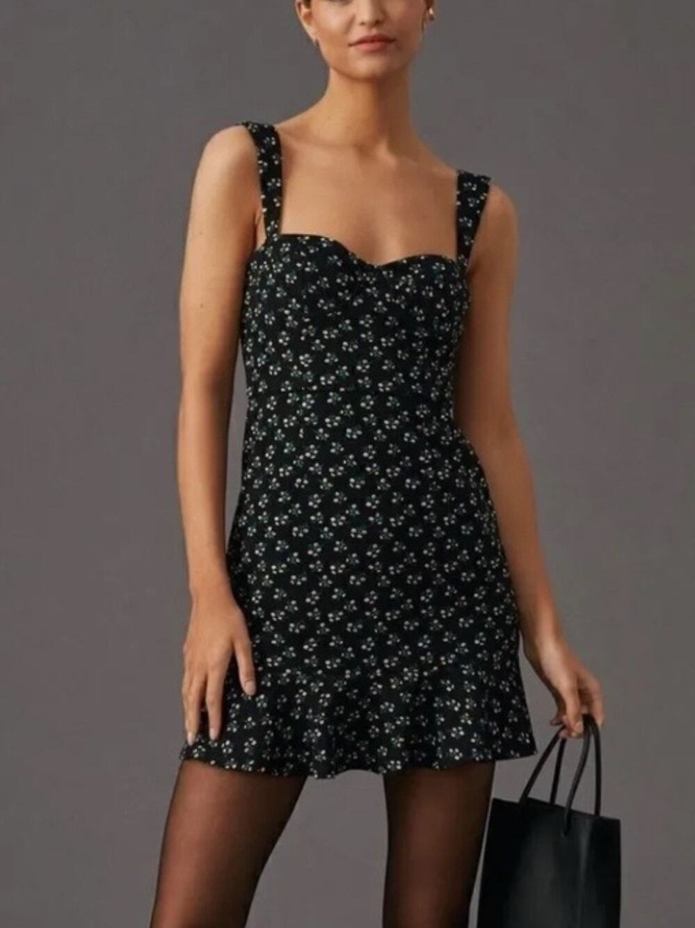 NWT Hutch Black Motif Ditsy Floral Dress Size Large